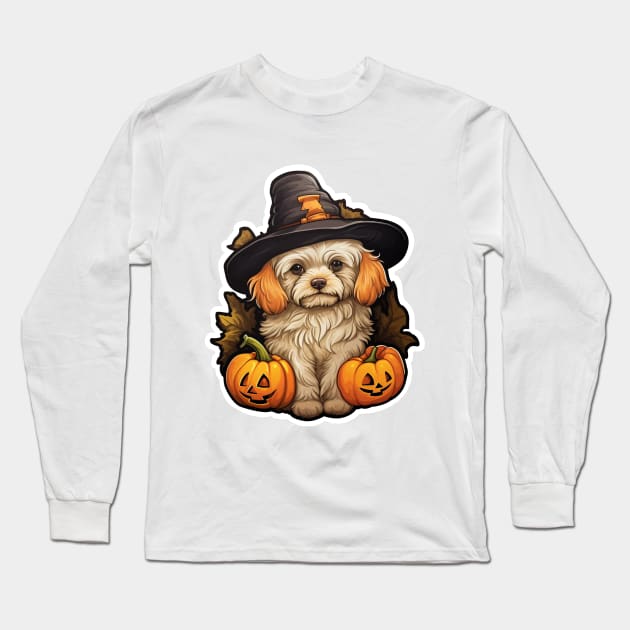 Halloween puppy Dog Pumpkins Long Sleeve T-Shirt by LaartStudio